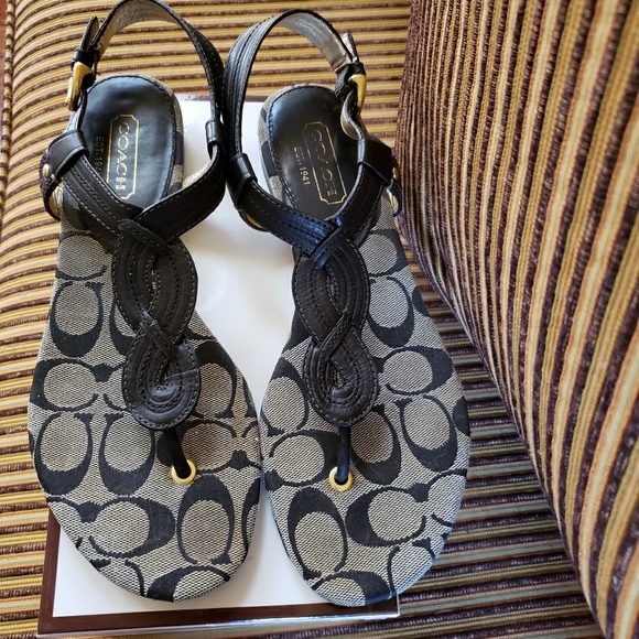 Authentic Coach Leather and Fabric Sandals - Picture 1 of 4